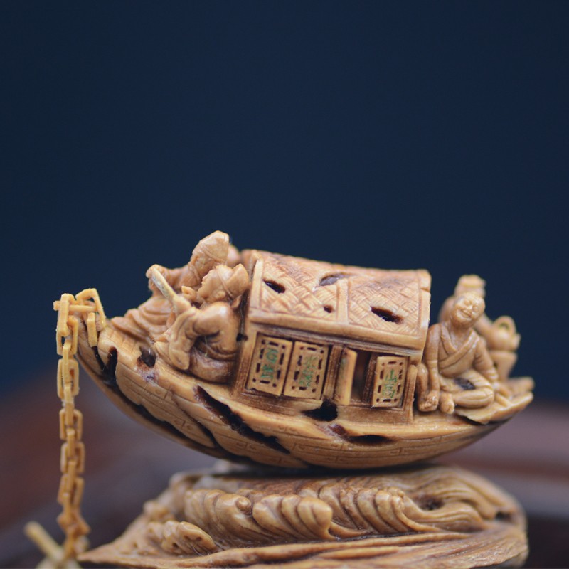 核雕-复原明代核舟记--省级工艺美术大师王建学作品 用时一个月设计雕刻而成_传统美术_美非遗-非遗文化产品商城